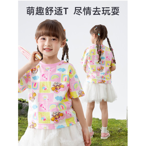 汪汪隊女童短袖t恤2025新款兒童純棉上衣夏季寶寶女孩半袖打底衫