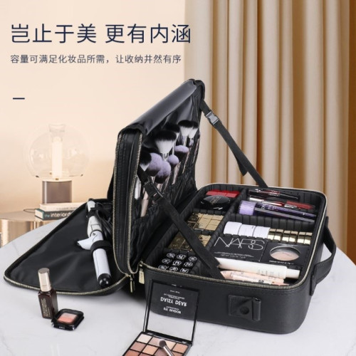 新款皮質化妝包女可攜式大容量專業化妝師跟妝師收納包紋綉工具箱