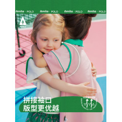 【風洞速乾】Amila2025夏季新款童裝親子裝T恤母女polo領連衣裙