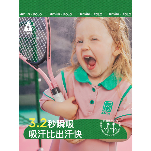 【風洞速乾】Amila2025夏季新款童裝親子裝T恤母女polo領連衣裙
