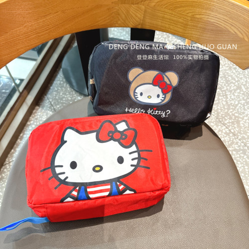 日系貓咪小熊折曡可攜式家用化妝包旅行洗漱包多功能防塵收納掛袋