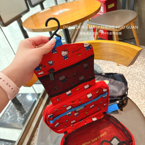 日系貓咪小熊折曡可攜式家用化妝包旅行洗漱包多功能防塵收納掛袋