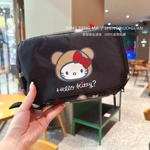 日系貓咪小熊折曡可攜式家用化妝包旅行洗漱包多功能防塵收納掛袋