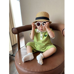 高級親子裝一家三口夏裝母子裝母女裝小月齡刺綉愛心Polo衫連衣裙