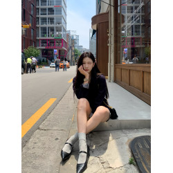 70不是七十牛仔連衣褲濶腿褲2024新款女秋韓系長袖連體衣休閒短褲