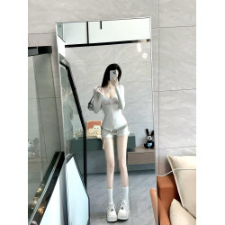 Gentle春季新款蕾絲印花修身彈力瑜伽褲健身服休閒辣妹連體衣