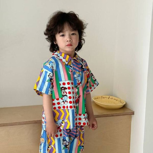 2025兄妹裝夏季兒童炸街親子裝男童短袖女童吊帶韓版卡通洋氣套裝