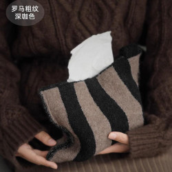 車用復古波點羊毛圈圈紗紙巾袋針織布藝紙巾盒抽紙袋化妝盒收納包
