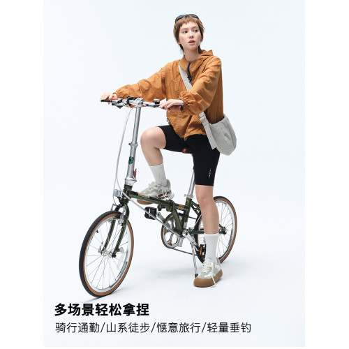 icree原創森系列輕薄透氣連帽時尚運動 戶外寬松短款灰色防曬衣女