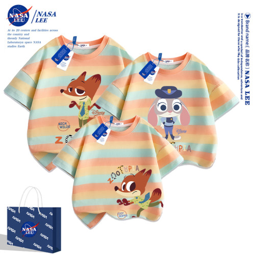 NASA不一樣親子裝一家三口四口短袖t恤2024新款動物城炸街母女裝