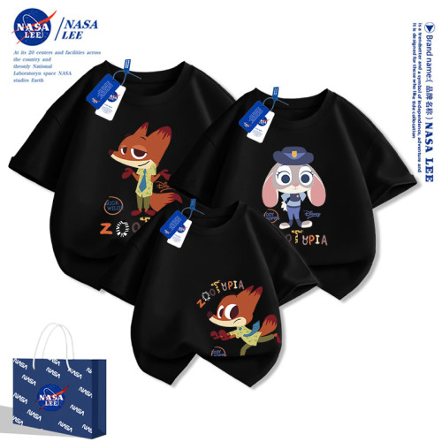 NASA不一樣親子裝一家三口四口短袖t恤2024新款動物城炸街母女裝