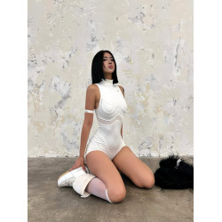 歐美純欲辣妹風半高領無袖連體衣女性感緊身顯瘦休閒運動包臀短褲