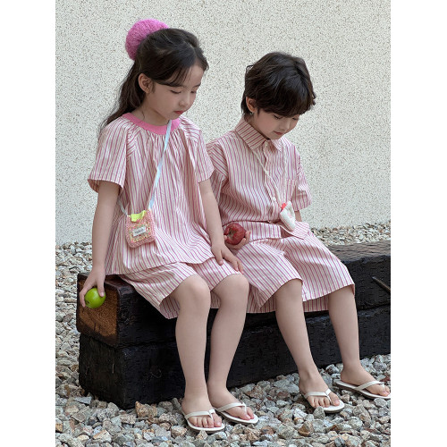 2025新款夏季親子裝一家三口短袖兩件套裝高級洋氣全家炸街母女裝