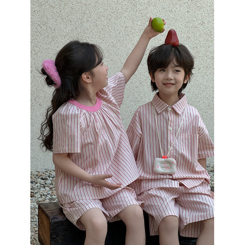 2025新款夏季親子裝一家三口短袖兩件套裝高級洋氣全家炸街母女裝