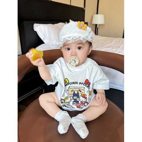 兒童kt貓高級炸街親子裝短袖t恤夏季韓版母女純棉半袖嬰兒爬服a類