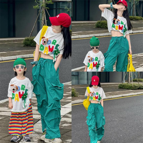 親子裝2025新款夏季一家三口四口母女母子裝立體花朵純棉短袖T恤