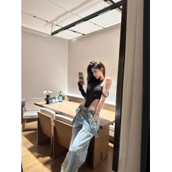 OUTFlT 歐美辣妹風性感掛脖露背連體衣女2025新款修身顯瘦上衣