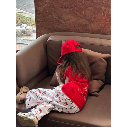 helloKitty女童2025新款褲子夏薄款潮酷工裝褲兒童休閒防蚊褲