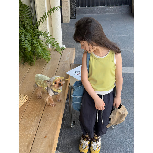 柒號童倉女童韓版兩件套圓領背心夏裝新款女大童曡穿休閒上衣潮