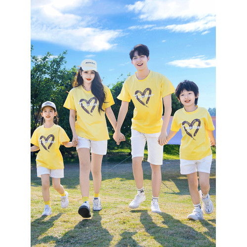 2025新款親子裝夏季家庭旅遊一家三口四口母女多巴胺短袖T恤套裝