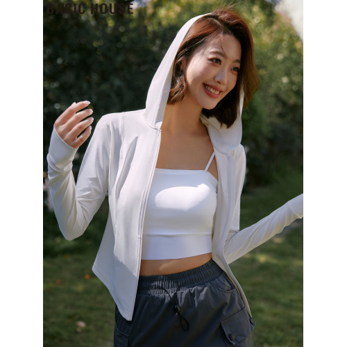 Basic House/百家好冰絲防曬衣女2025夏季修身顯瘦輕薄連帽防曬服
