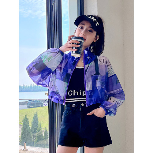 香港潮牌小個子遮陽防曬衣女夏季新款防紫外線透氣薄款短款防曬衫