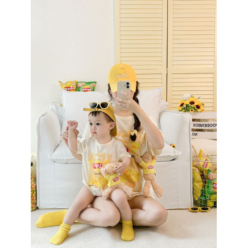 2025炸街親子裝一家三口四口純棉夏季t恤超火男女童母子母女上衣