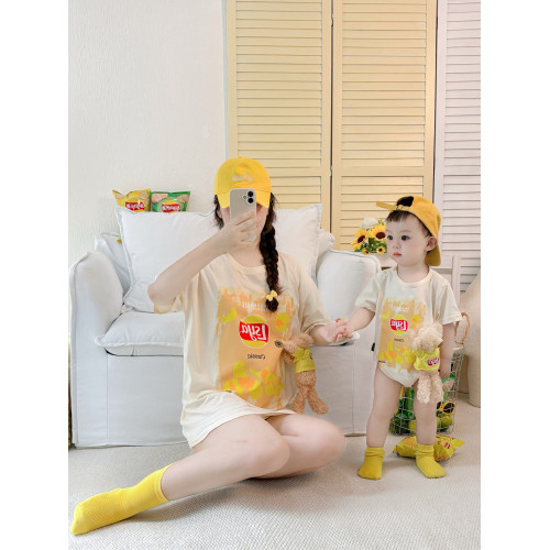2025炸街親子裝一家三口四口純棉夏季t恤超火男女童母子母女上衣