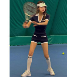 崑白藍色網球服女2025夏季新款千金老錢風顯瘦減齡運動連體衣短褲