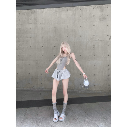 美式辣妹後背鏤空吊帶連體衣女夏季新款性感修身外穿打底露背上衣