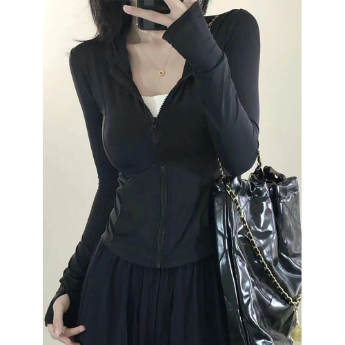 【國補立減15%】茉尋蜜橘2025新款修身防曬衣女夏正肩黑色瑜伽服