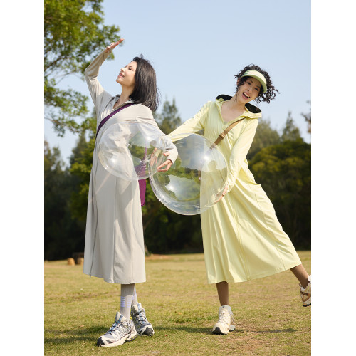 茉尋蜜橘冰絲涼感防曬裙女防曬衣長款修身2025新款夏全身防曬長裙