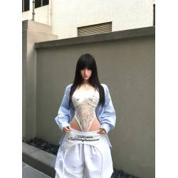 純欲性感字母鏤空蕾絲連體衣吊帶內搭辣妹印花顯瘦打底無袖上衣
