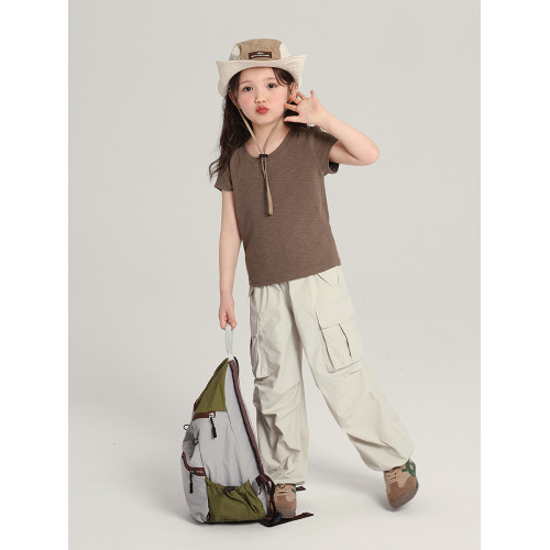 布丁哈魯童裝夏裝女童洋氣褲子2026夏季新款兒童潮酷百搭工裝長褲