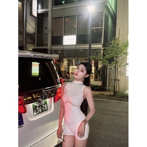 GARIS 歐美辣妹風半高領無袖連體衣2025新款性感修身收腰包臀短褲