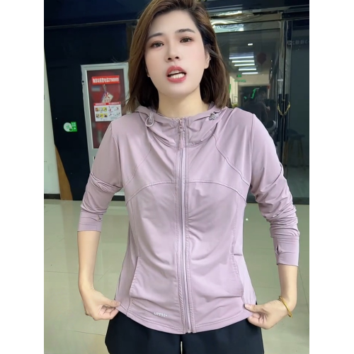 夏季純色連帽長袖防曬衣女寬松顯瘦百搭休閒拉鍊外搭日常通勤上衣