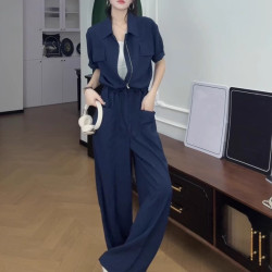 高腰顯瘦褶皺松緊收腰連體褲女2025年夏季新款時尚洋氣減齡連體衣