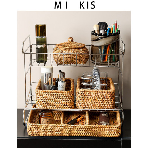 丹麥mikis 高顔值不鏽鋼桌面化妝品收納架大容量高級感多層置物架