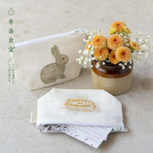 〈青森食堂〉日本入fog linen work亞麻隨身零錢收納包拉鍊化妝袋