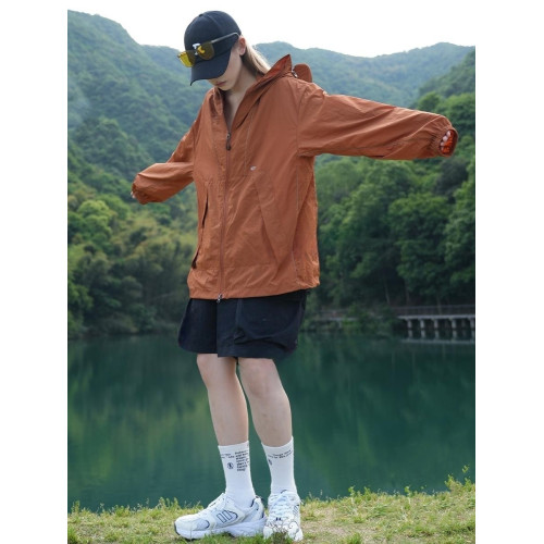 防紫外線連帽簷防曬衣女夏季輕薄透氣寬松山系戶外工裝沖鋒衣外套