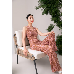 2024夏季新款高級感時尚修身濶腿褲連體衣褲直筒褲吊帶長褲薄款