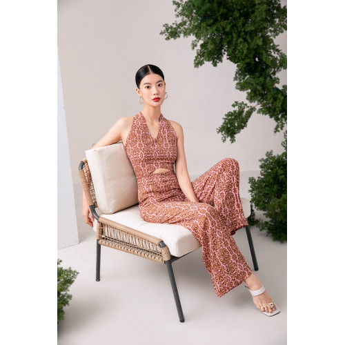 2024夏季新款高級感時尚修身濶腿褲連體衣褲直筒褲吊帶長褲薄款