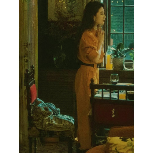 劉亦菲黃亦玫同款薑黃色法式復古工裝連體褲女2025新款爆款連體衣