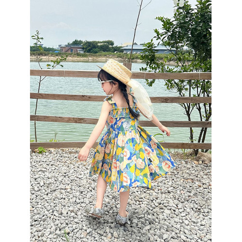 三亞海邊度假親子裝一家三口四口花色襯衫油畫母子母女裝沙灘短袖