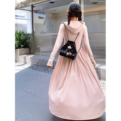 冰絲防曬衣女夏季收腰顯瘦戶外防紫外線防曬服外套全身超長防曬裙