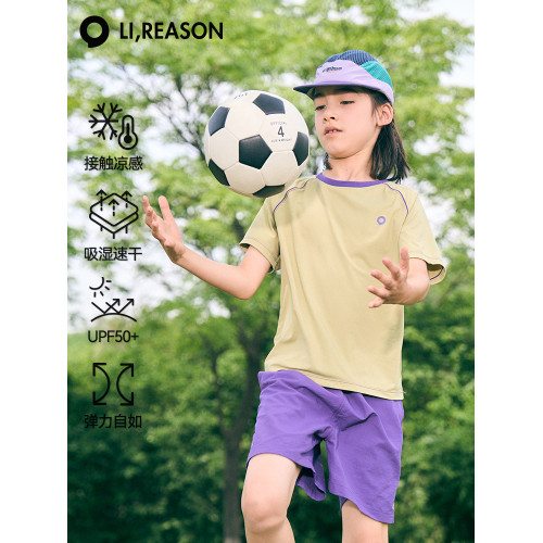 LIREASON男童女童短袖t恤兒童冰絲涼感防曬體恤上衣夏季男青少年