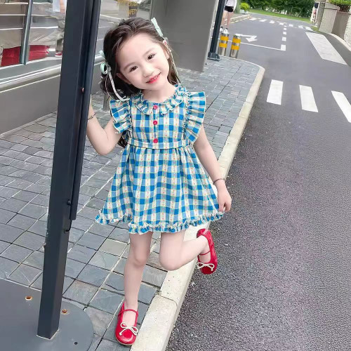 小月齡親子裝一家三口母子襯衫男女寶格子母女連衣裙韓系兒童套裝