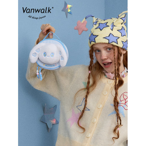 VANWALK happy band品牌原創毛絨兔子收納包旅行可攜式洗漱化妝包女