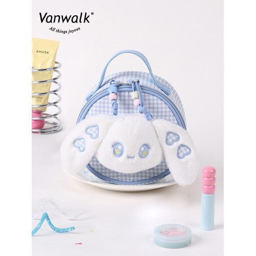 VANWALK happy band品牌原創毛絨兔子收納包旅行可攜式洗漱化妝包女