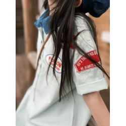 女童連衣裙夏季女寶寶淺綠色襯衫翻領polo裙日系洋氣親子裝裙子